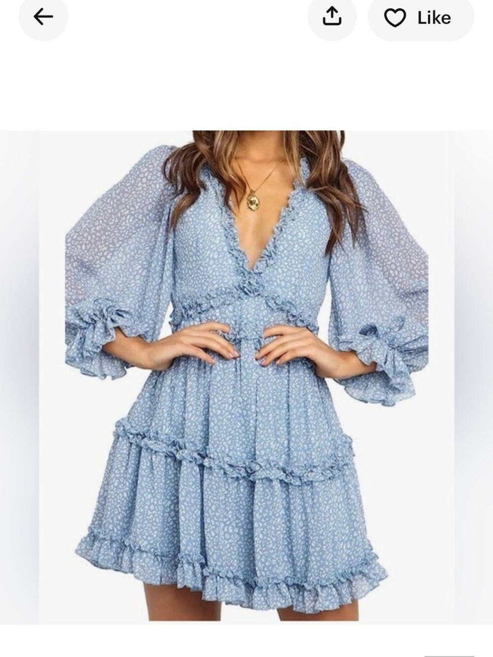 Fun And Flirty! Light Blue Ruffle Mini Dress - Women